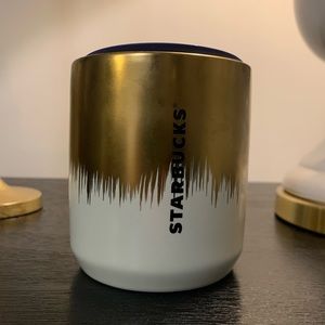 Starbucks Gold & White Ceramic Tumbler - 8oz
